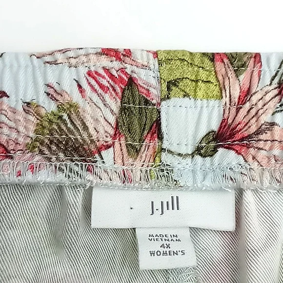 J Jill Shorts Women's Size 4X‎ Tropical Bird Floral Pull-on Drawstring Ti… - Picture 2 of 12